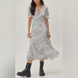 NWT Nasty Gal Polka Dot Midi Dress‎ in Black and White - 6
